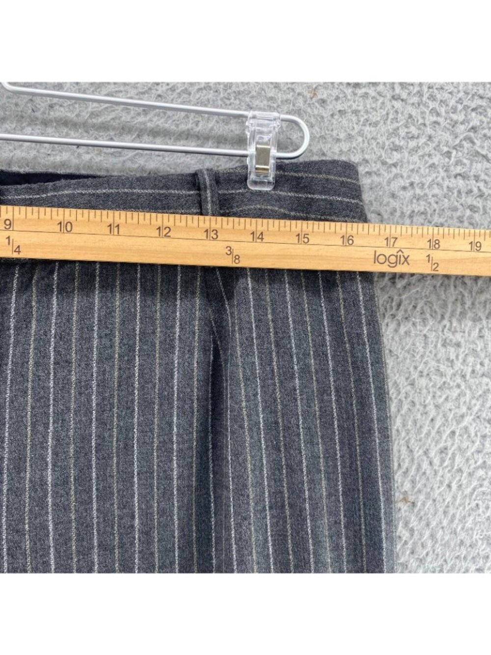 Talbots Pants Womens 12W Gray Pinstripe Wool Stretch Wide Leg Trousers Career - Picture 7 of 11